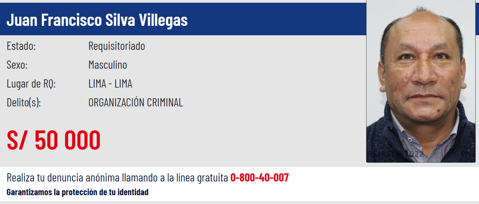 El Ministerio del Interior ofrece S/ 50 mil por información del paradero del extitular del MTC.