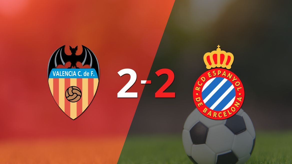 Espanyol sacó un punto luego de empatar a 2 goles con Valencia