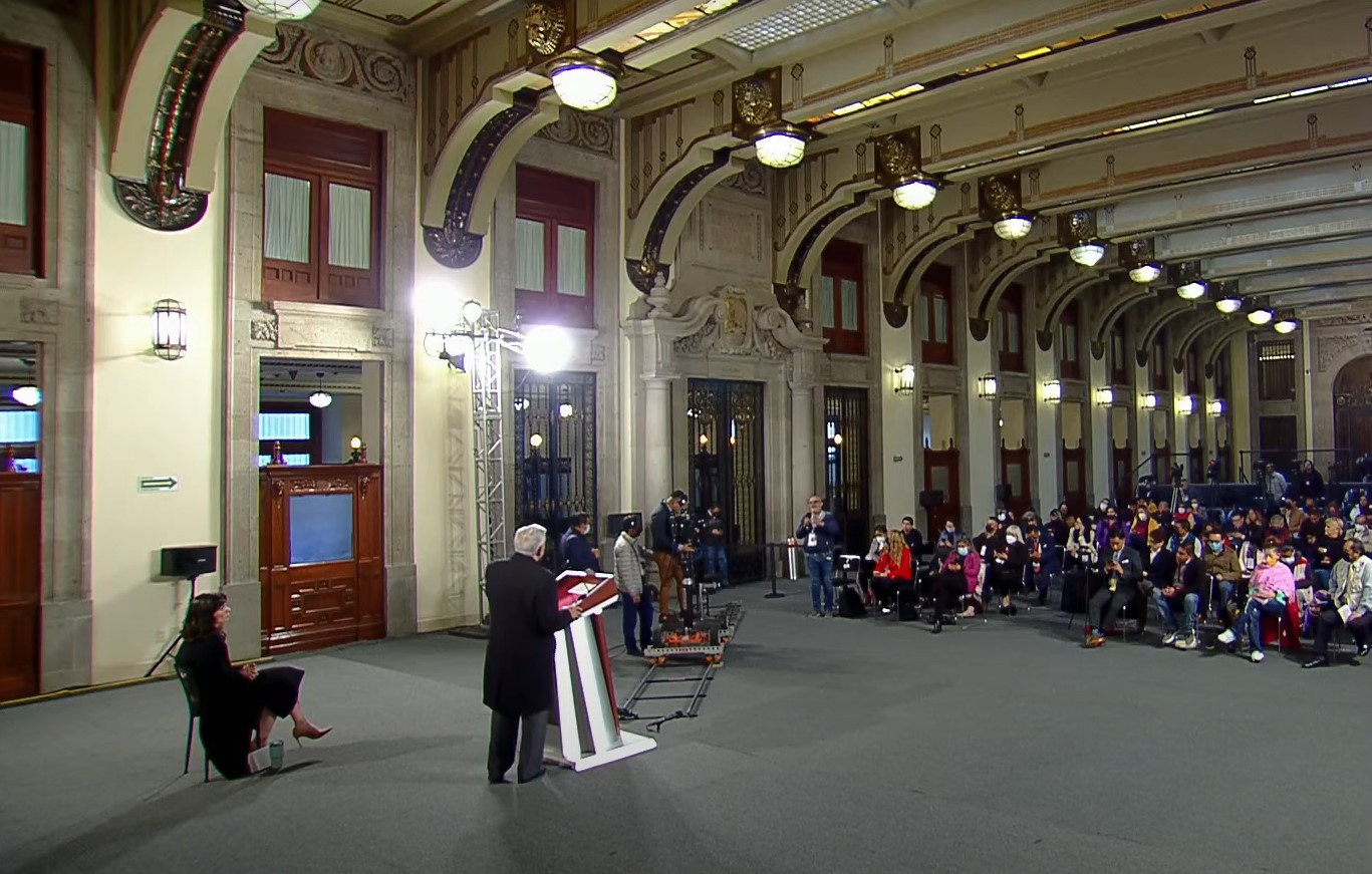 Conferencia de prensa de AMLO desde Palacio Nacional (Foto: Gobierno de México).