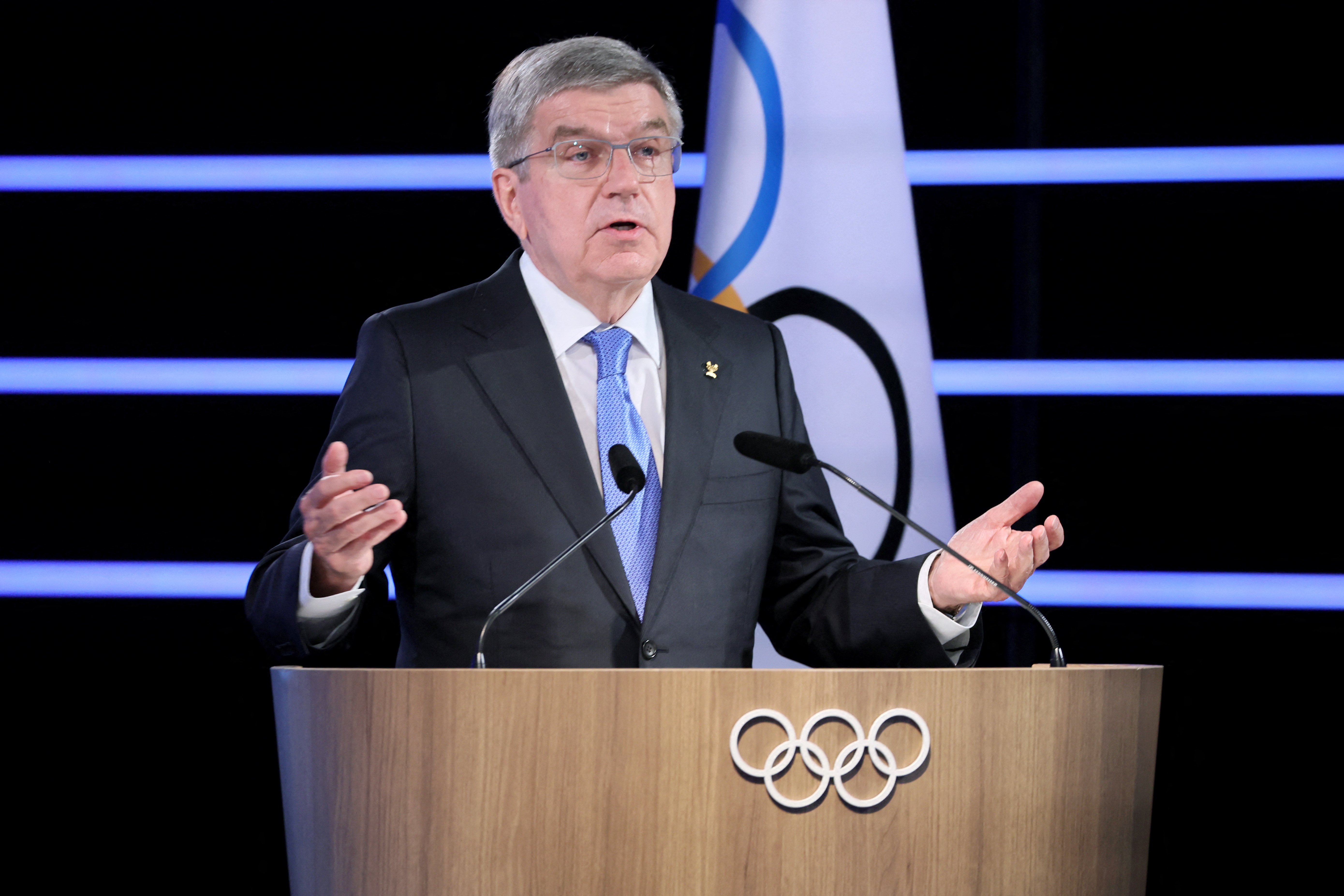 IOC President Bach addressed FINA in Budapest at the World Aquatics Championships