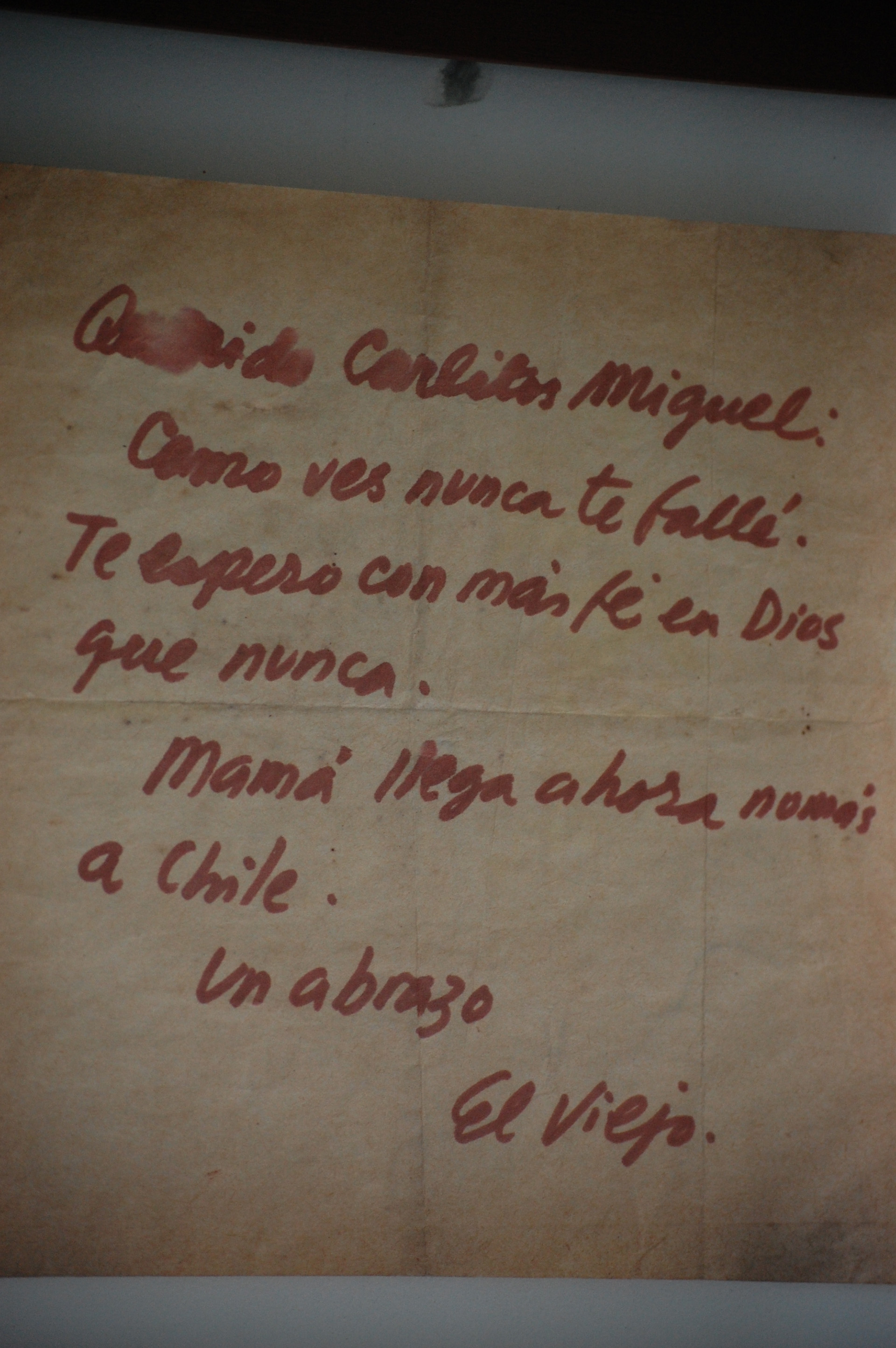 La nota que el pintor Carlos Páez Vilaró le envió a su hijo poco antes de su rescate
