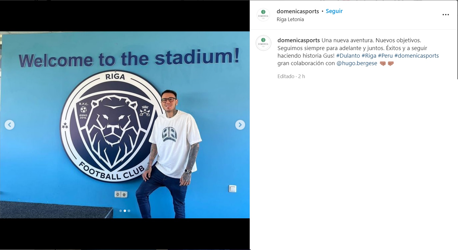 Dulanto ya se encuentra en Letonia y fue recibido en el estadio Skonto del Riga FC (Foto: Instagram)