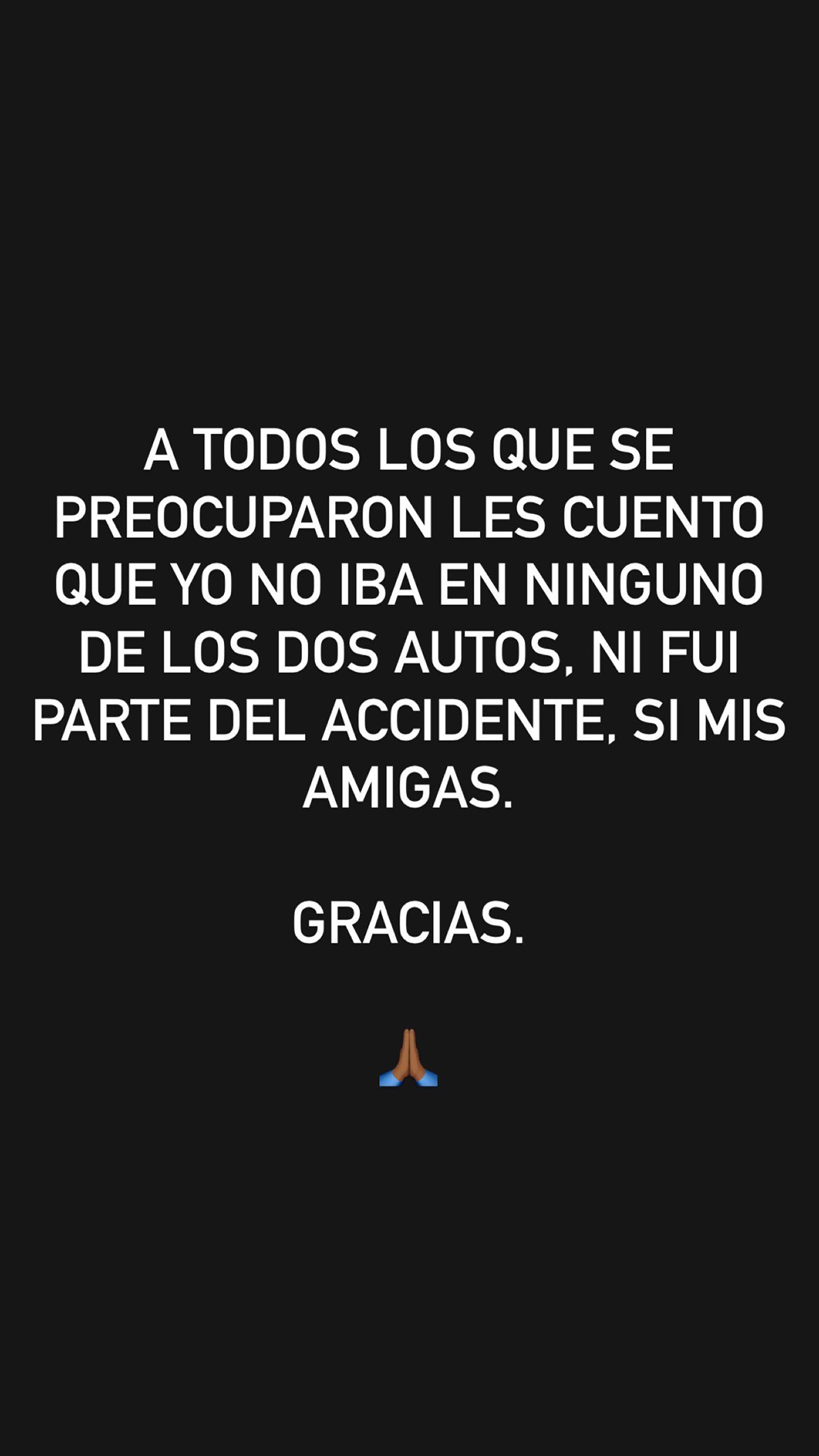El mensaje de Luciano Strassera en Instagram Stories para aclarar que él no estuvo involucrado en el choque fatal en Punta del Este, en el cual murieron dos jóvenes argentinas. (@luchostrassera)