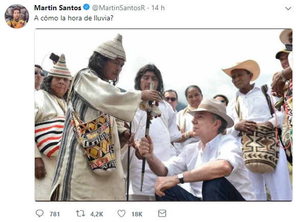 La foto de Juan Manuel Santos con un mamo fue sacada de contexto por su hijo Martín.