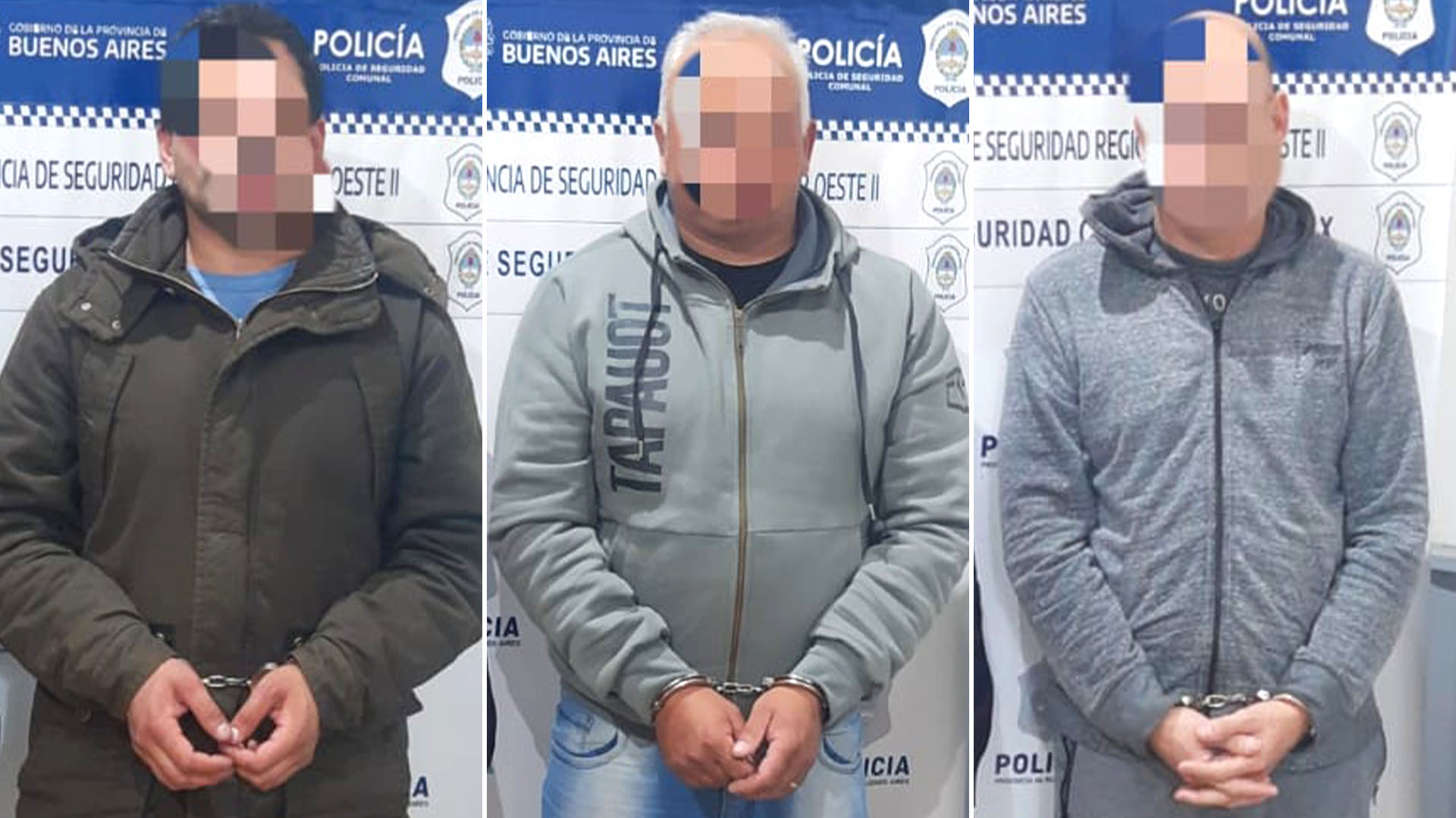 Los tres detenidos por la Policía Bonaerense.