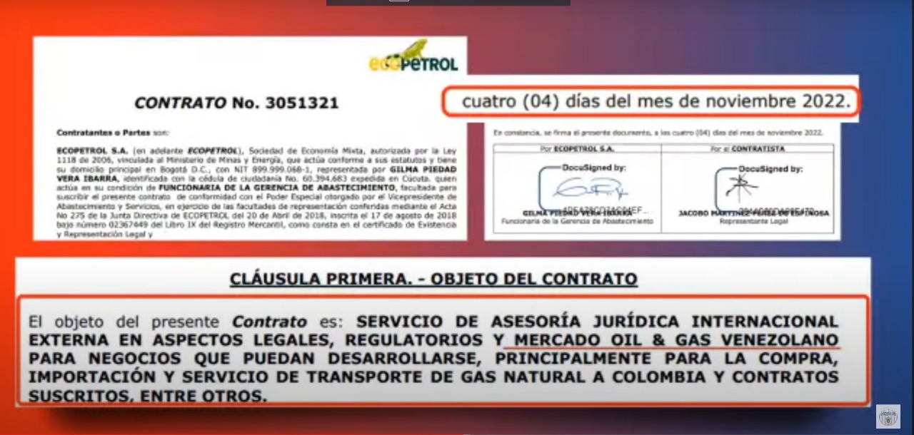 Revelan contrato de asesoría para obtener gas con Venezuela. 
(Captura de pantalla plenaria de la Cámara de Representantes).