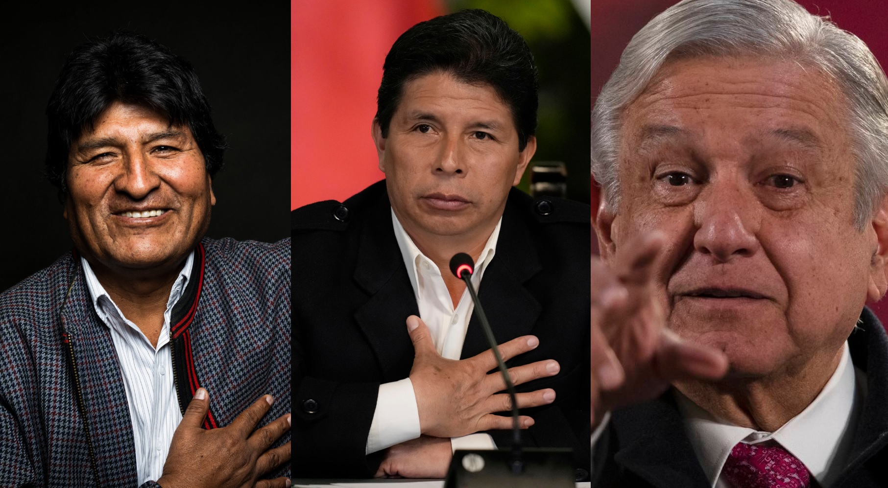 Evo Morales, Pedro Castillo y Andrés Manuel López Obrador, tridente que tiene en común una ideología: la izquierda.