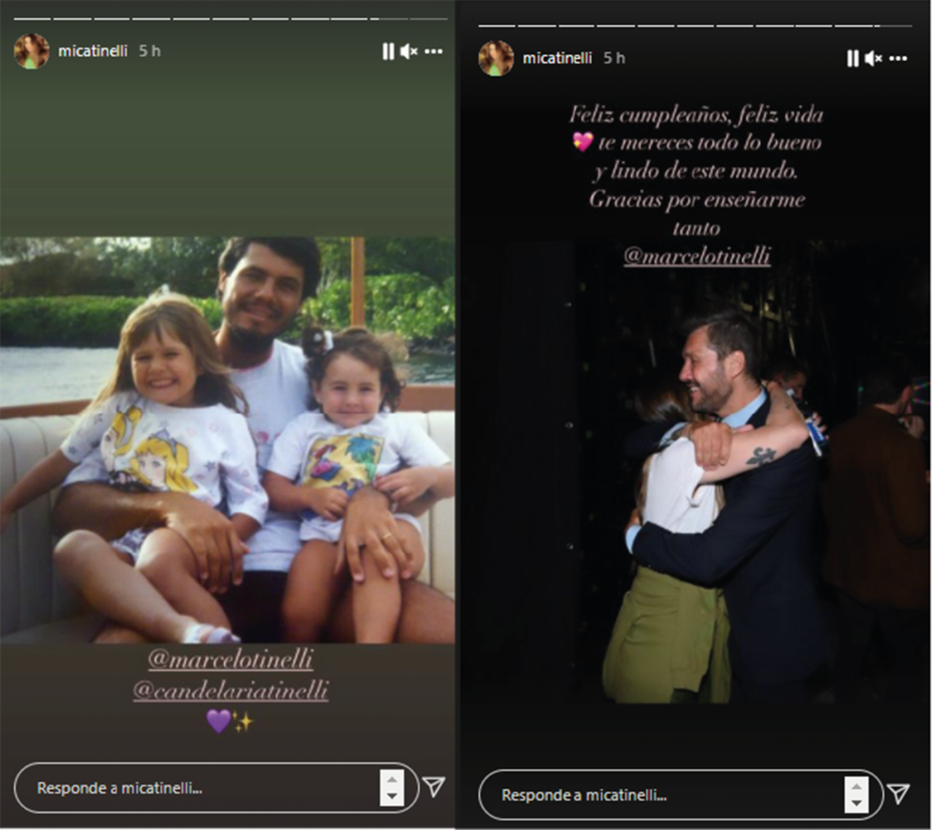 Mica Tinelli congratulated him from Mexico with another heartfelt message