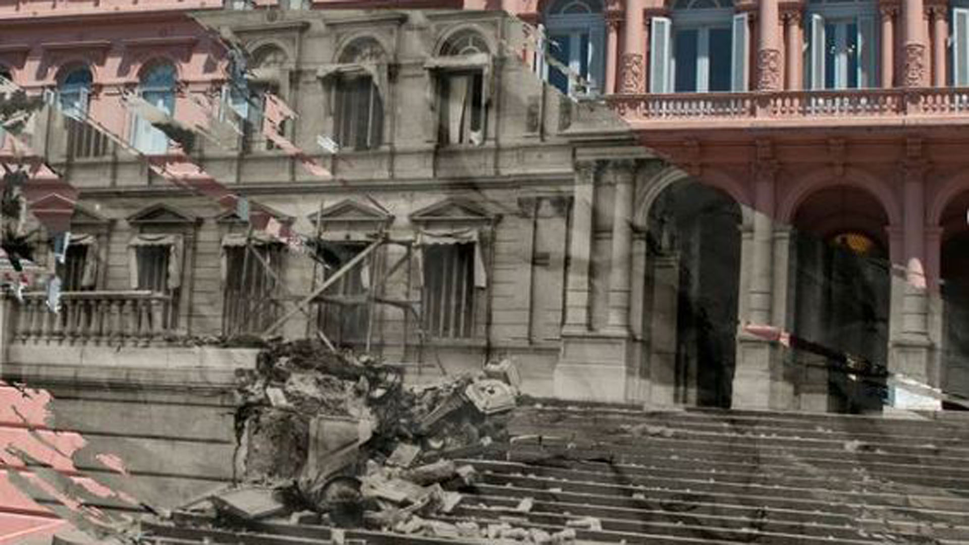 Las fotos de ayer y de hoy de la Casa Rosada, tras el bombardeo de 1955