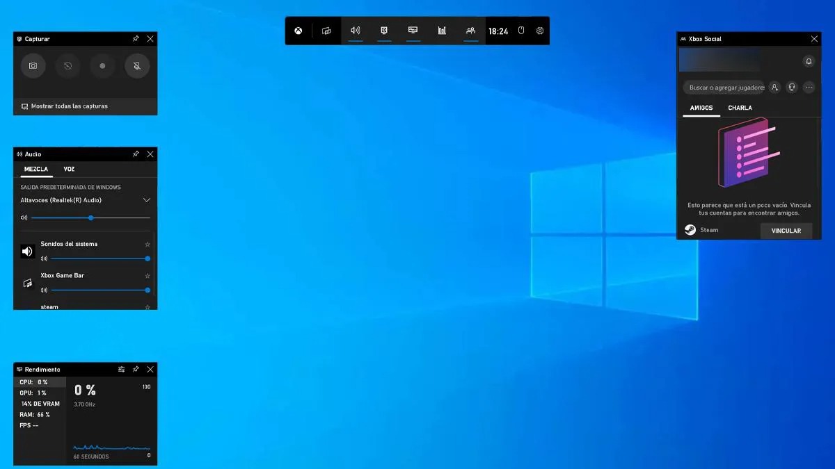 De Xbox Bar is geïntegreerd in Windows en je moet op de Windows + G-toetsen drukken om er toegang toe te krijgen.  (Hui-gegevens)