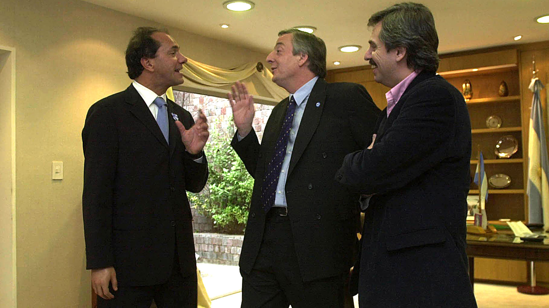 Daniel Scioli, Néstor Kirchner y Alberto Fernández en 2003