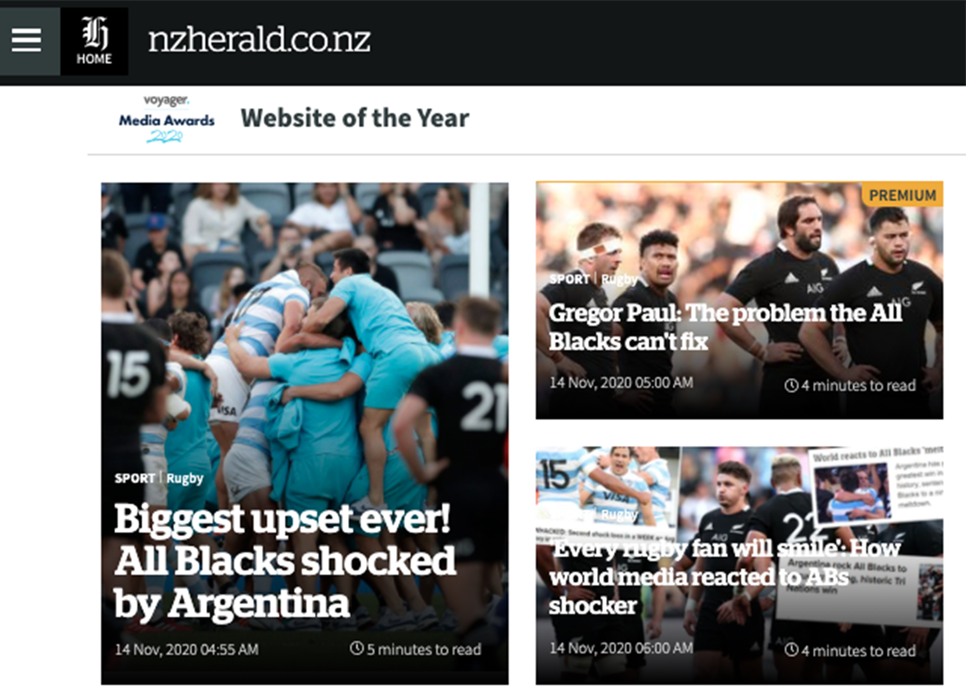 "La mayor sorpresa de todas: Argentina impacta a los All Blacks", escribieron en The New Zeland Herald.