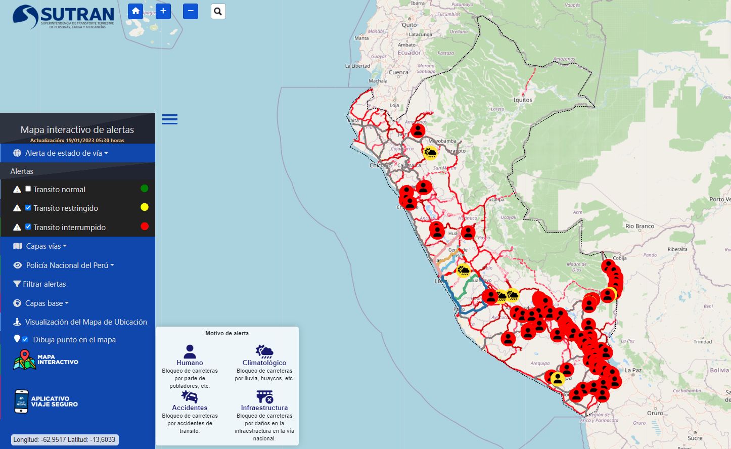 Bloqueos de carreteras en todo el Perú