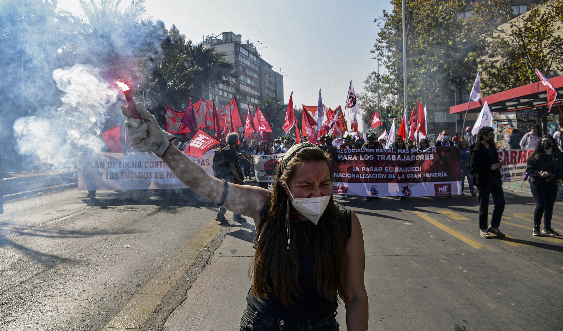 Marcha de la Central Unitaria de Trabajadores (AFP)