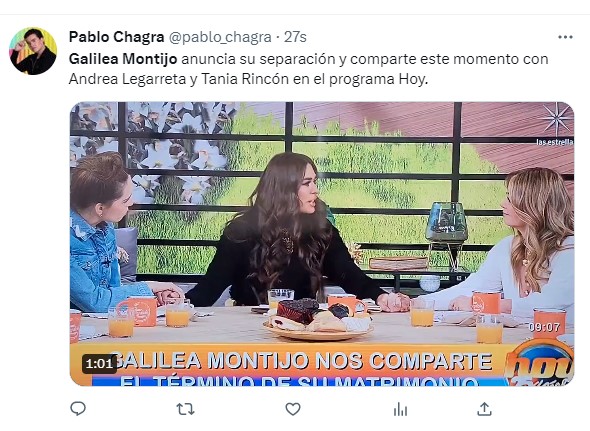 Pablo Chagra mentions separation from Galilea Montijo Photo: screenshot Twitter @pablo_chagra