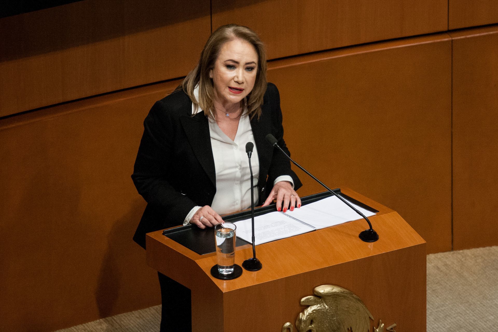 Yasmín Esquivel felicitó a Norma Lucía Piña por ser la nueva presidenta de la SCJN (Galo Cañas/Cuartoscuro.com)