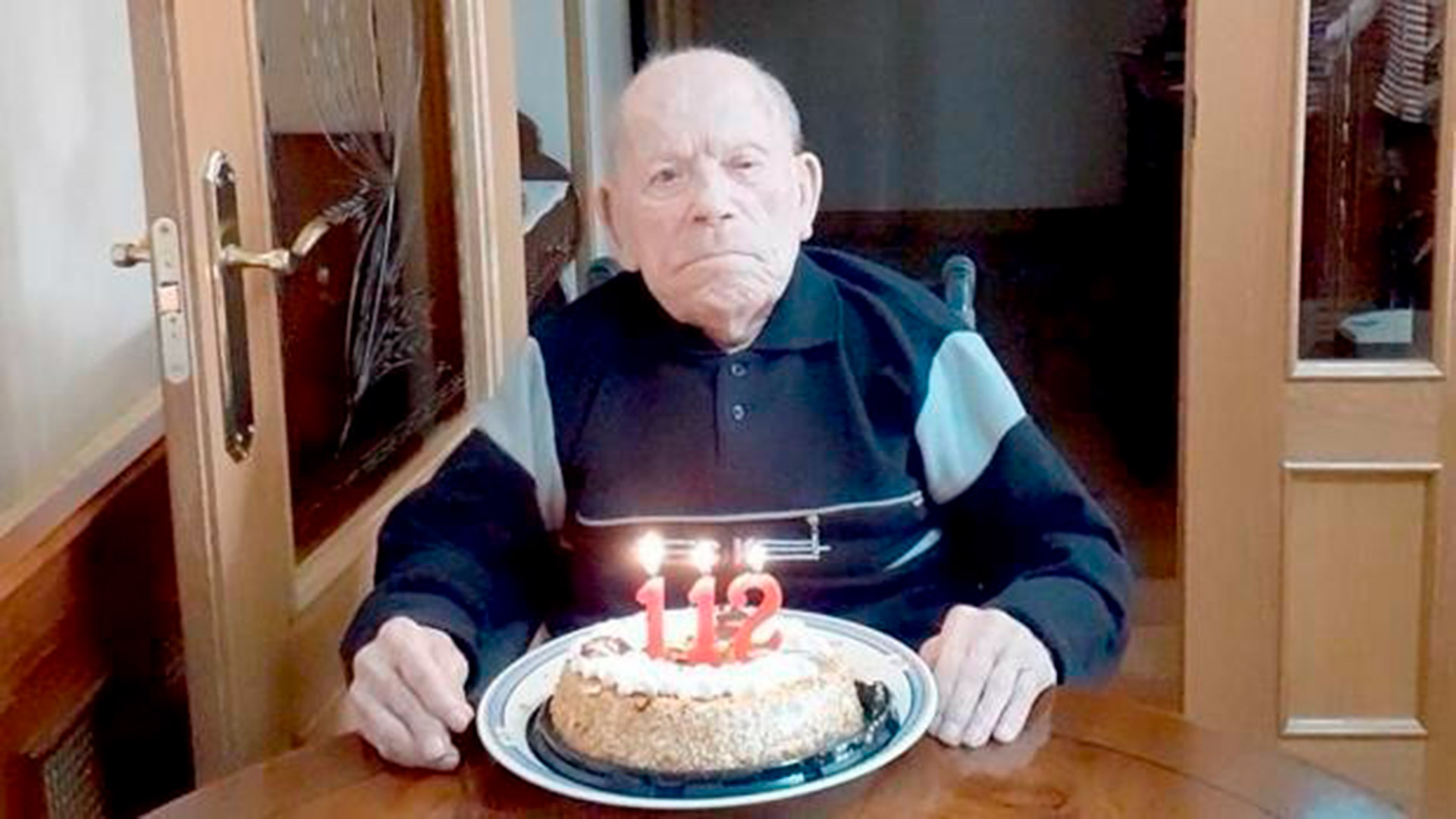 Una fotografía de Saturnino al cumplir 112 años