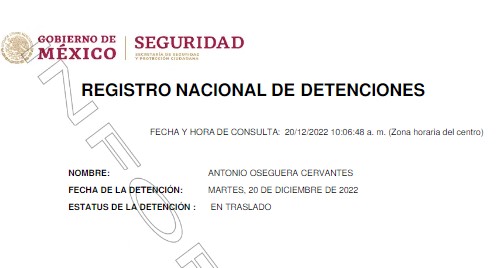 Las autoridades detallaron la hora pero no el lugar donde fue detenido el hermano de "El Mencho" (SSPC) 