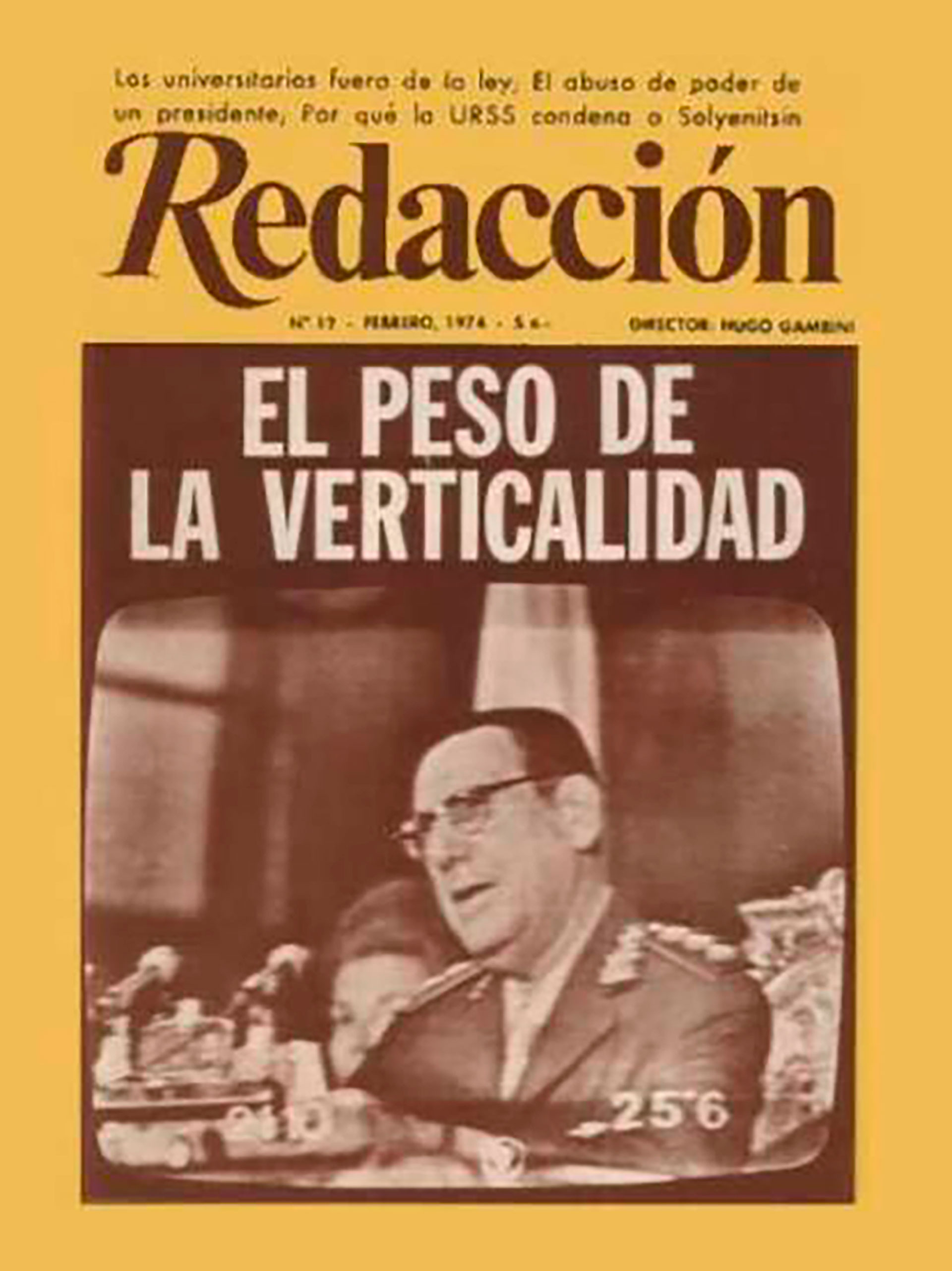 Tapa de la revista Redacción donde analizaba la posición de Perón frente a la infiltración marxista