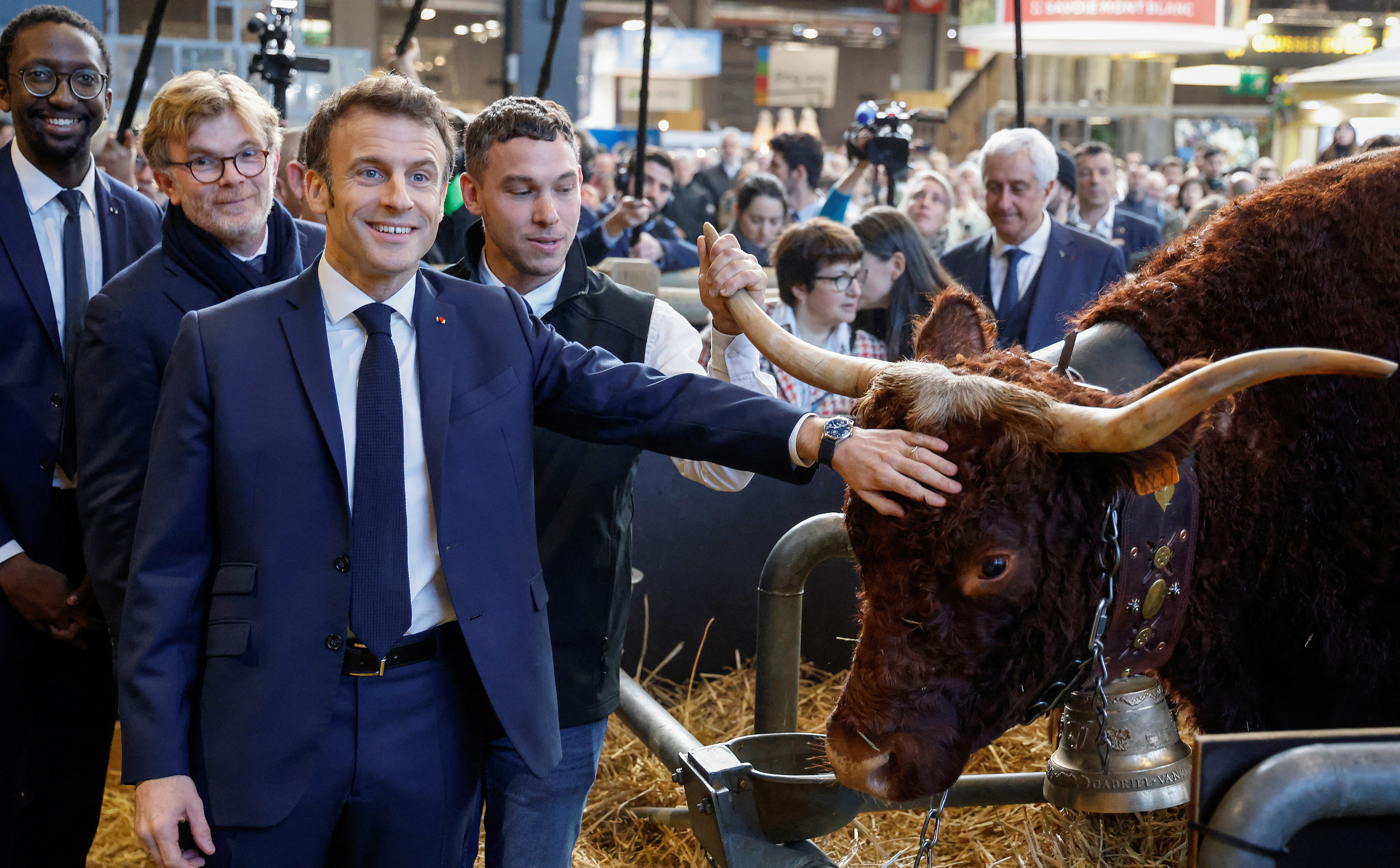Macron habló del acuerdo UE-Mercosur en su visita a la gran feria nacional de la agricultura (Ludovic Marin/Pool via REUTERS)