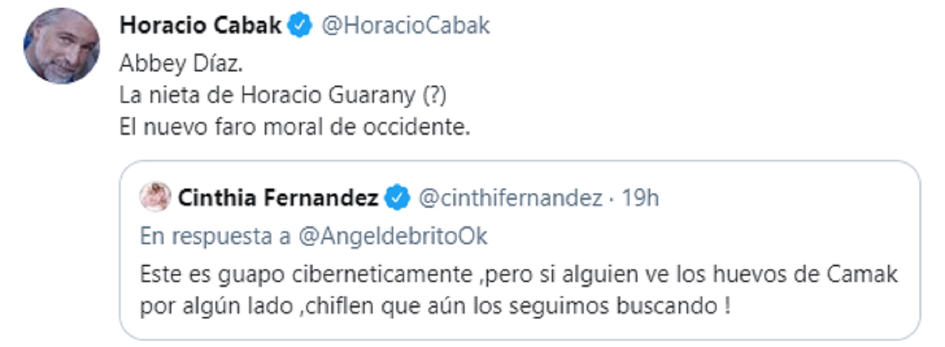 El ida y vuelta entre Cinthia Fernández y Horacio Cabak en las redes sociales