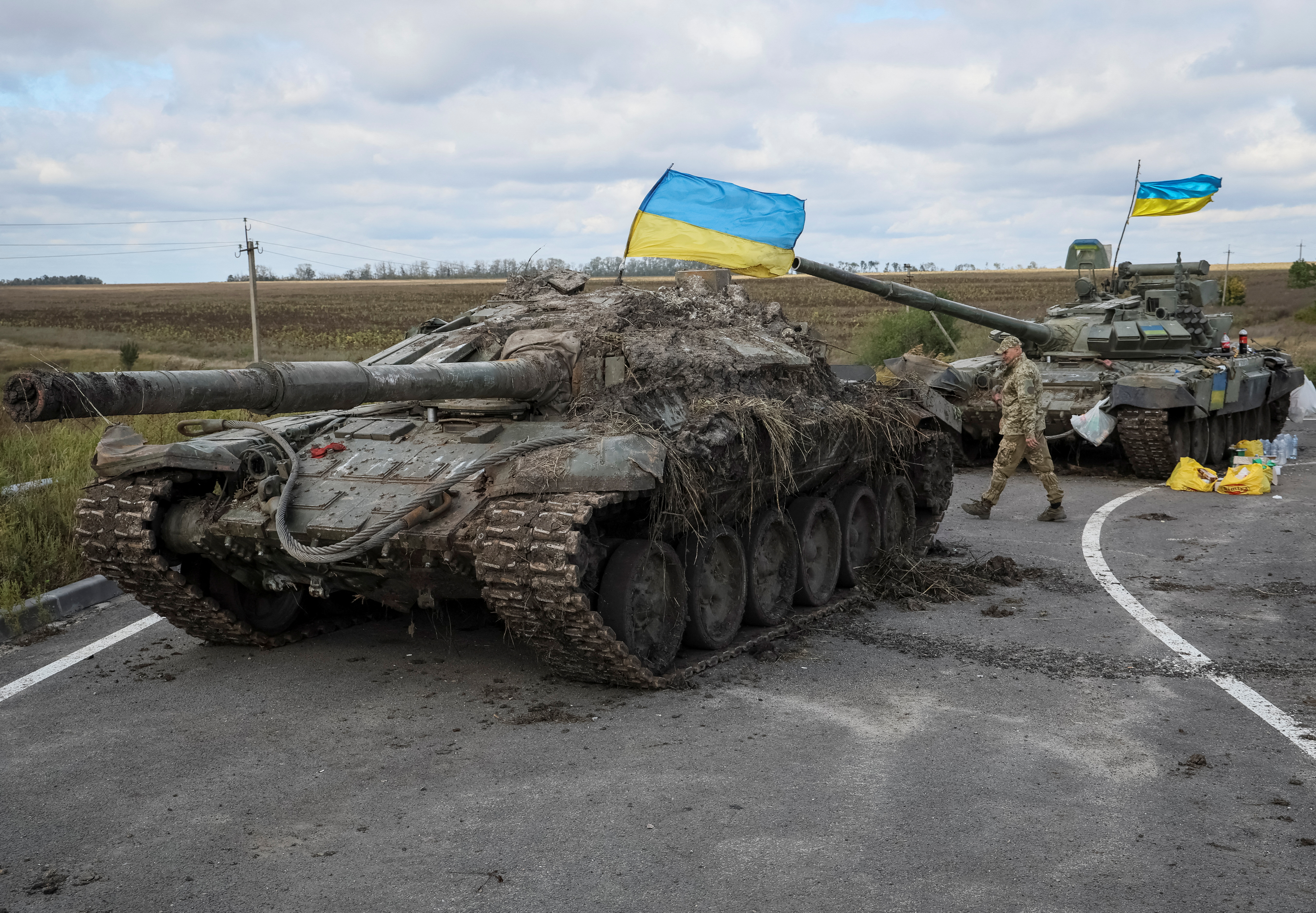 Russian tanks destroyed in the areas recovered by Ukraine (Reuters)