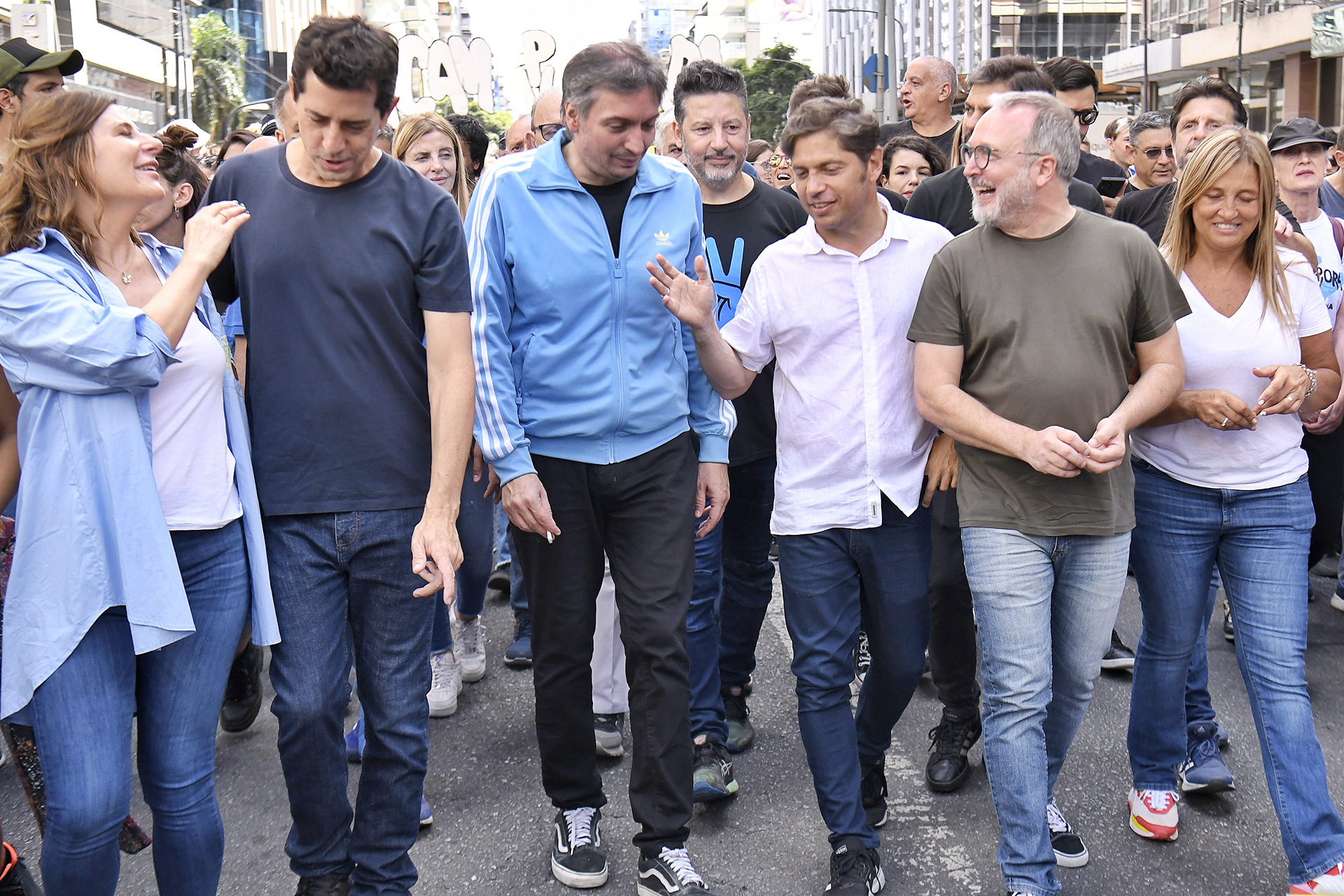 Eduardo “Wado” de Pedro, Maximo Kirchner, Axel Kicillof y Martín Sabbatella, en el centro de la escena (@Kicillofok)