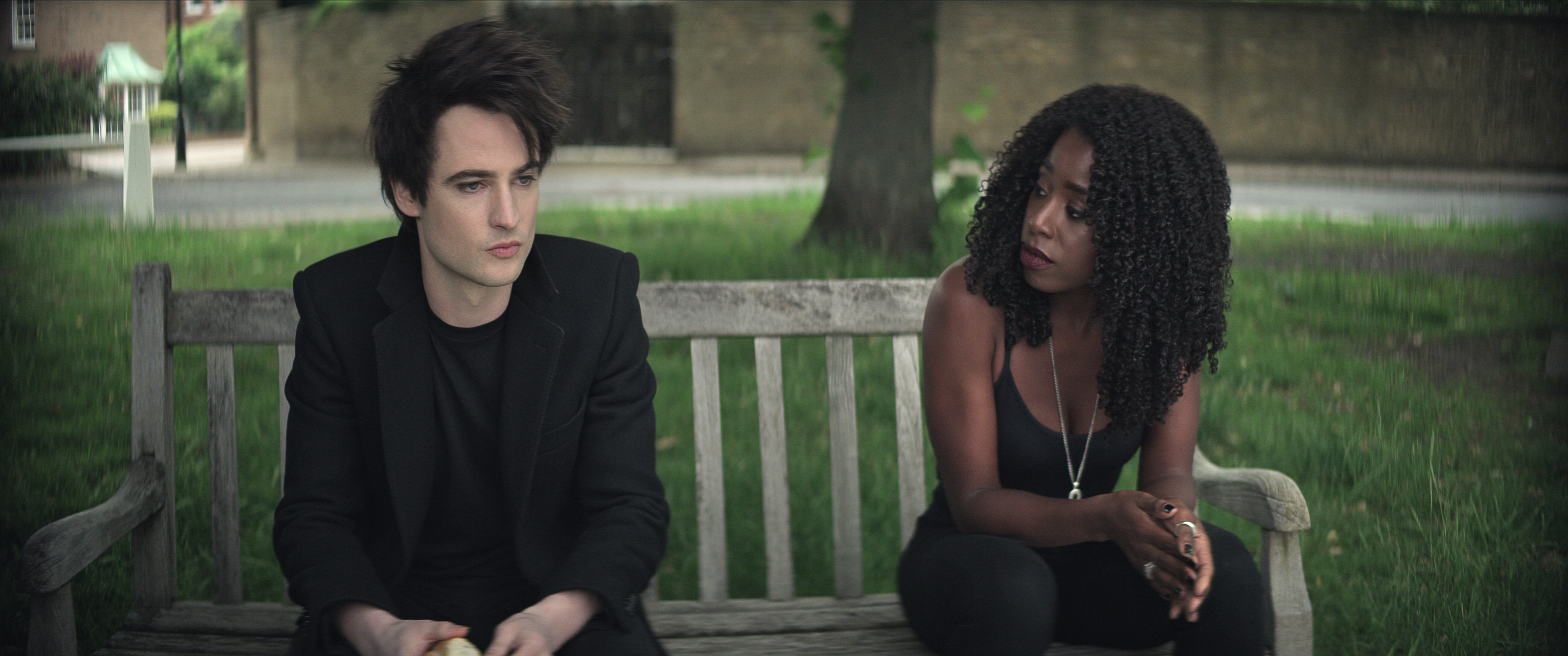 The Sandman. (L to R) Tom Sturridge as Dream, Kirby Howell-Baptiste as Death in episode 106 of The Sandman. Cr. Courtesy of Netflix © 2022