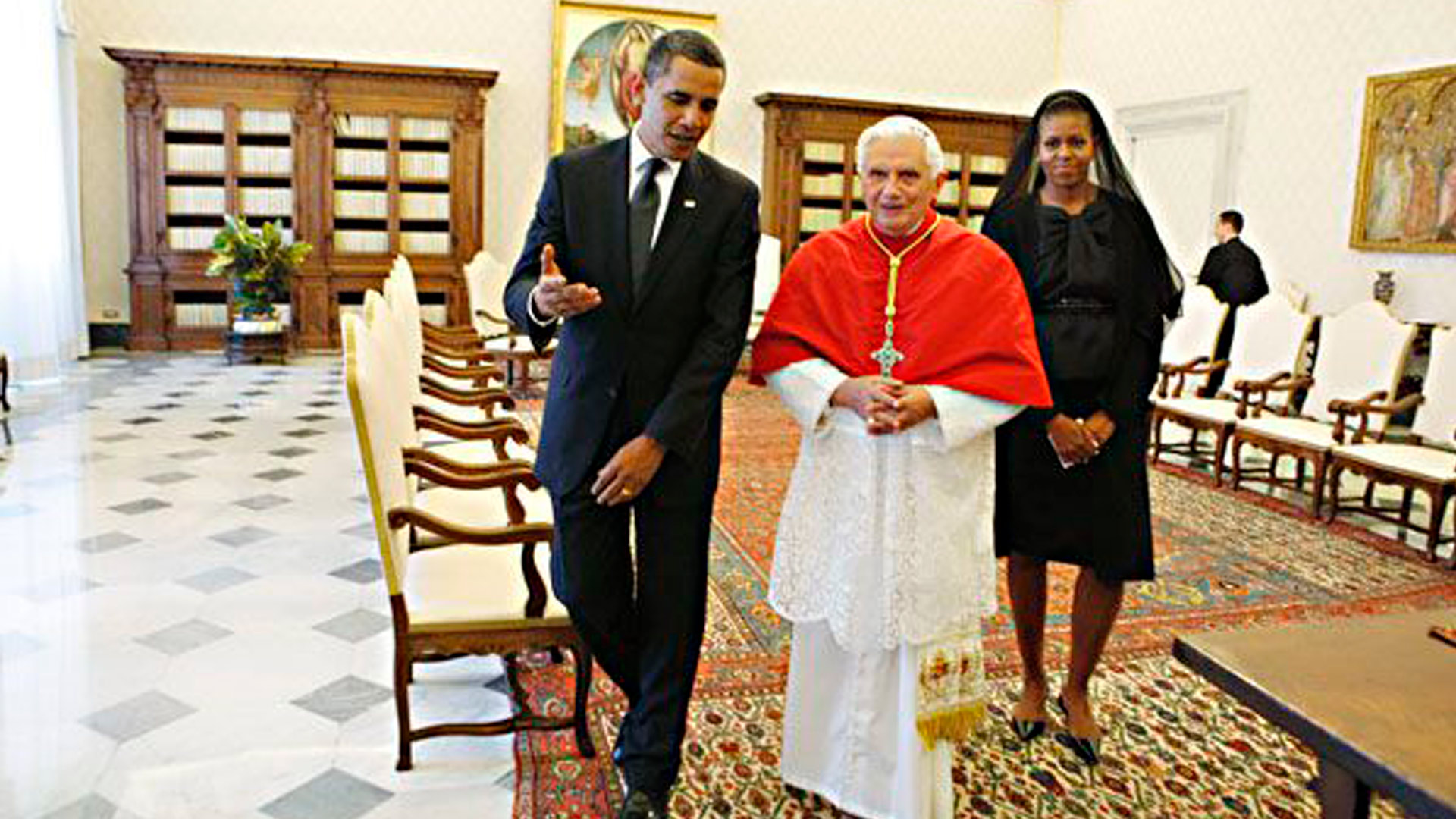 Junto al entonces presidente de Estados Unidos Barack Obama y la primera dama Michelle Obama