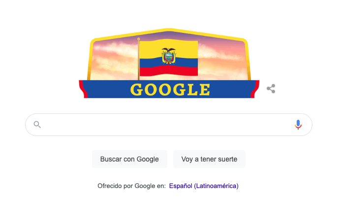 Doodle conmemorativo de Google por el primer grito de la independencia de Ecuador.