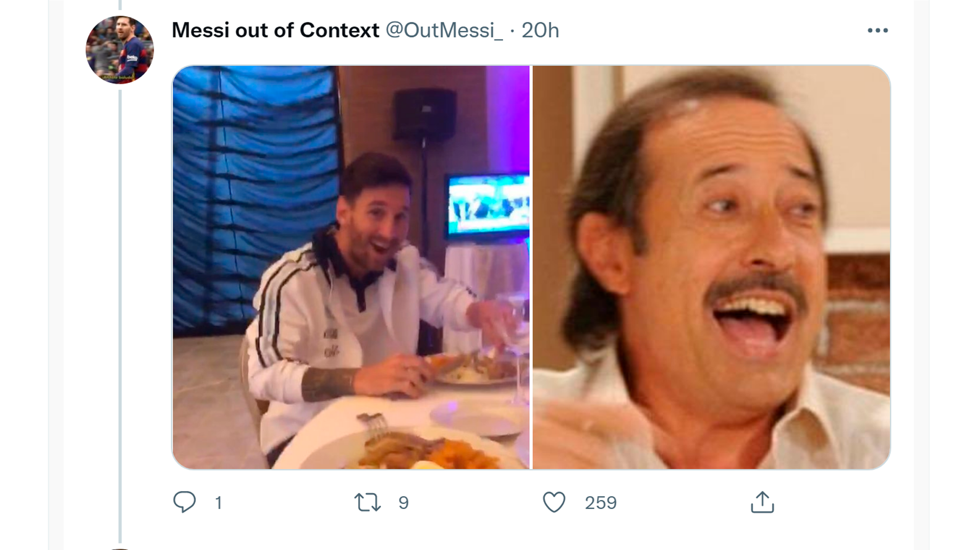 Las risas de Messi y Francella, idénticas
