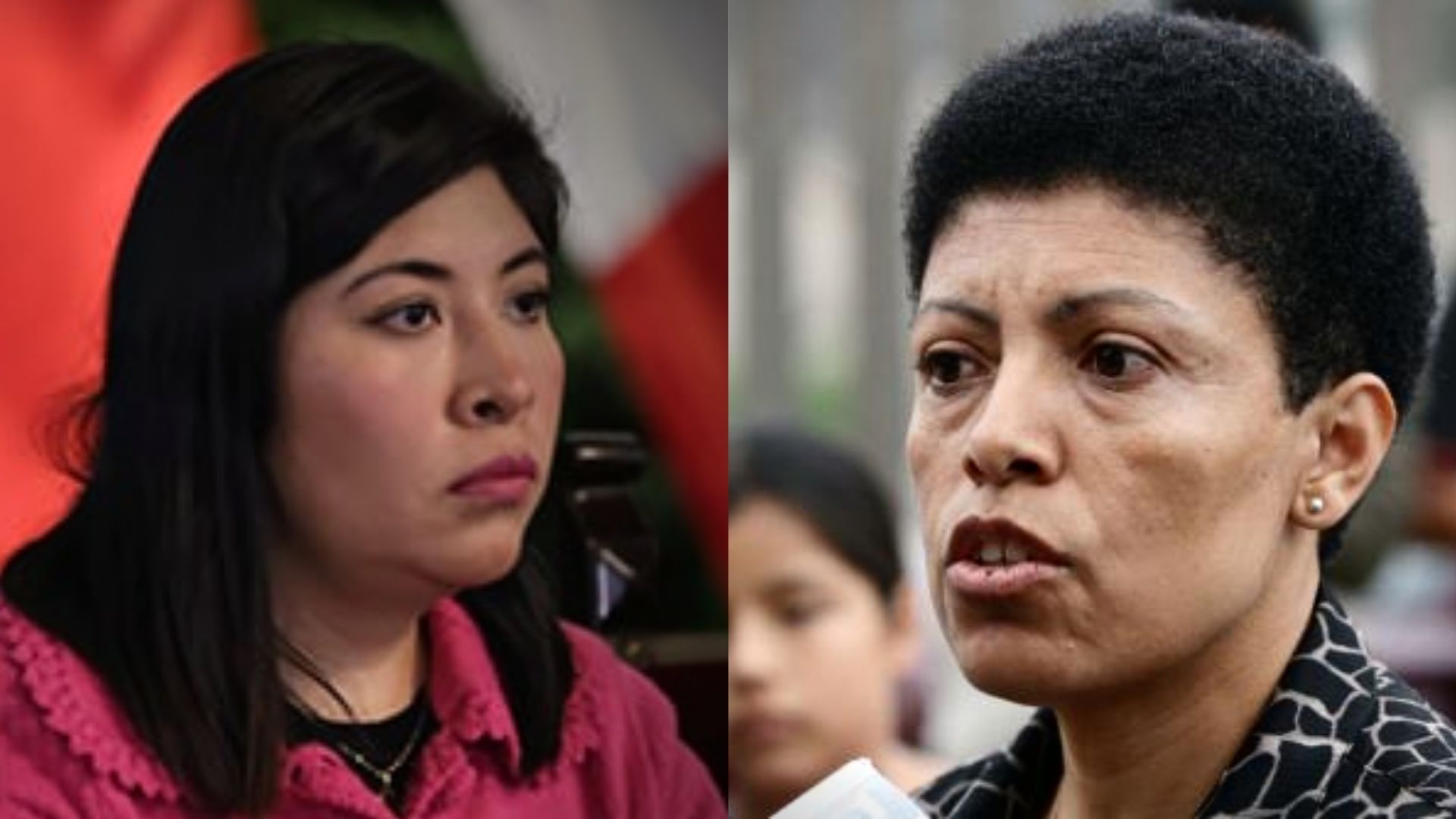 Martha Moyano evitó saludar al gabinete presidido por Betssy Chávez. (Composición)