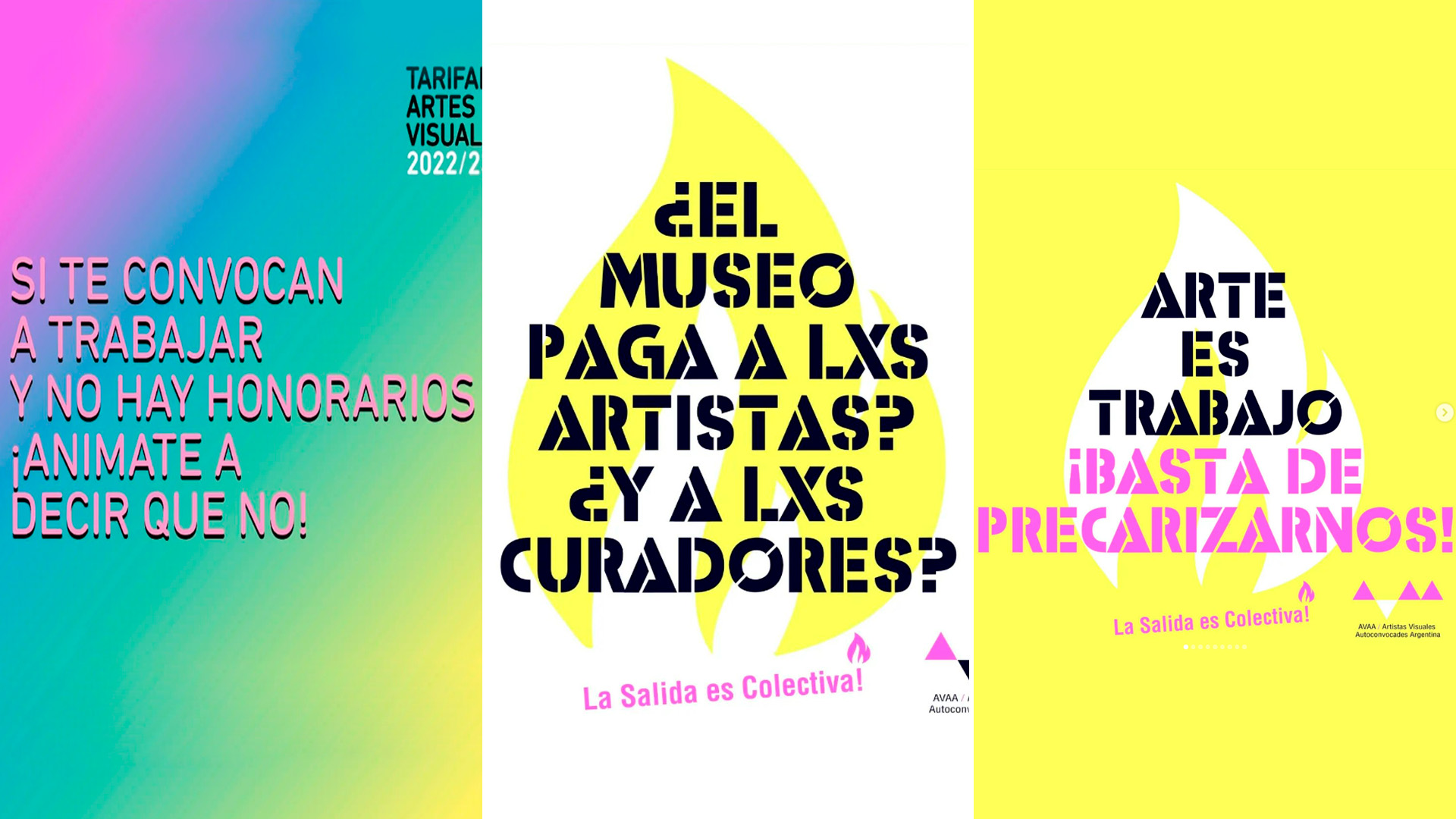 Capturas de algunos de los reclamos de "Artistas Autoconvocades" 