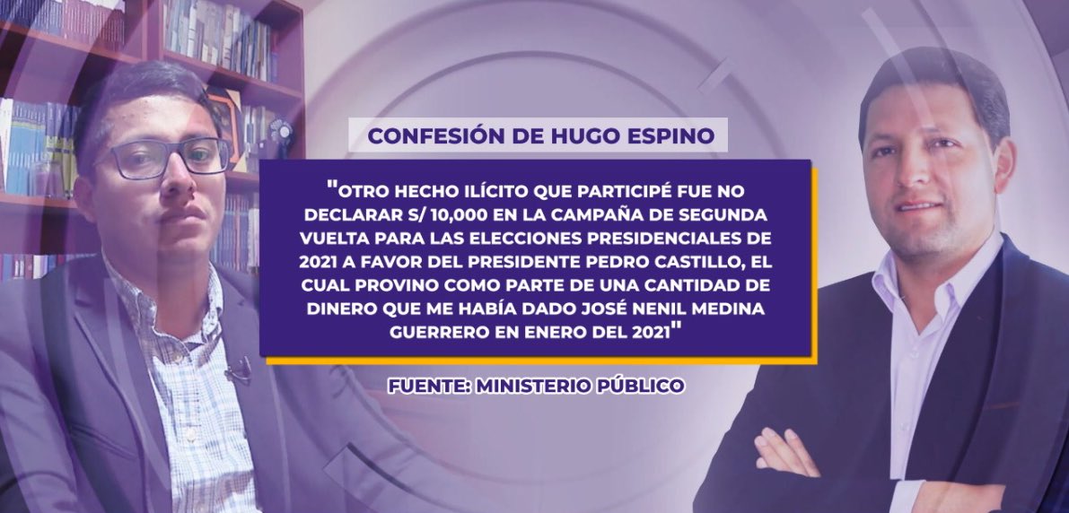 Declaración de Hugo Espino ante el Ministerio Público en el que hace mención al presidente Pedro Castillo.