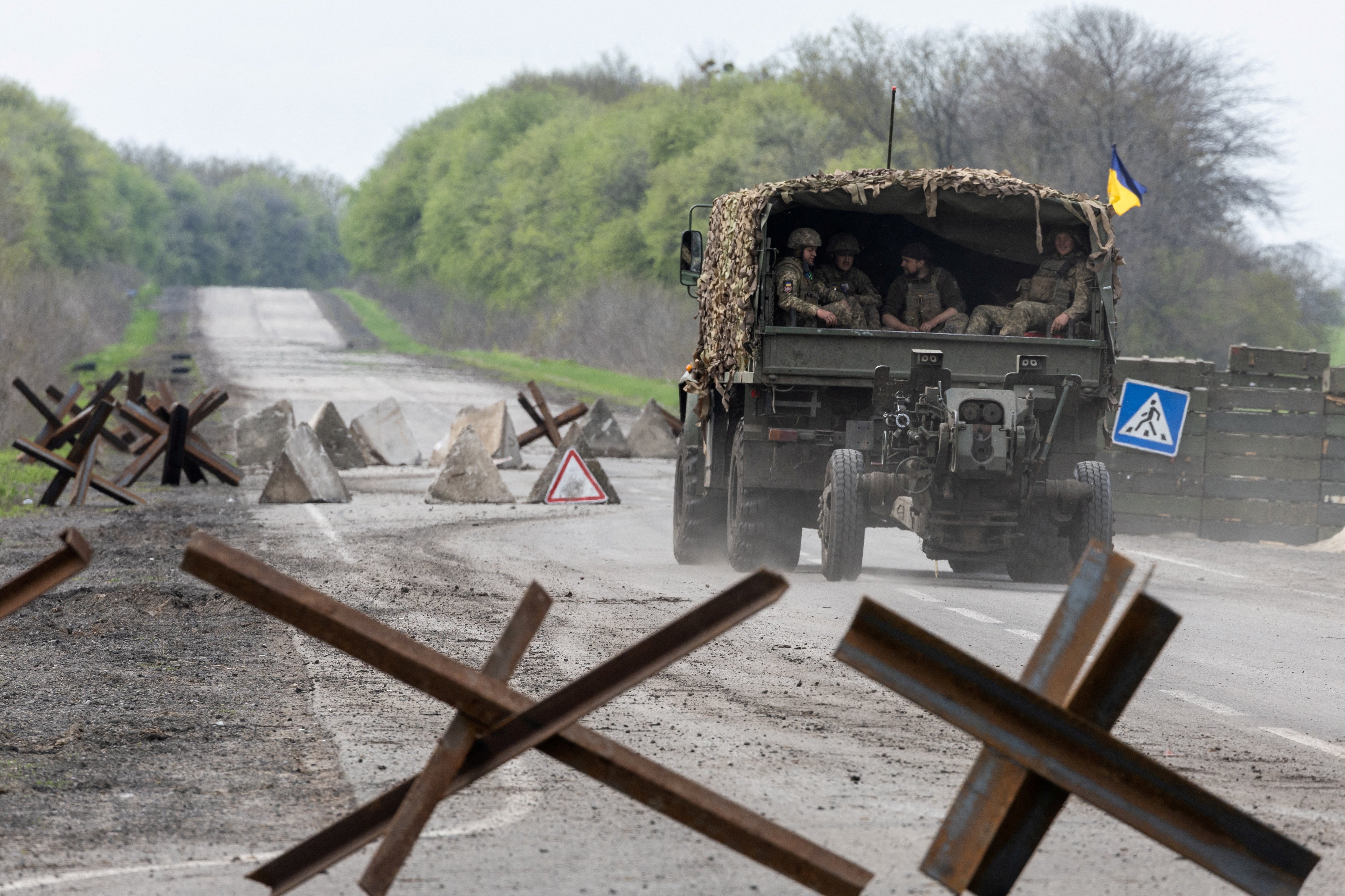 A Ukrainian military truck near Izium (REUTERS/Jorge Silva/File)