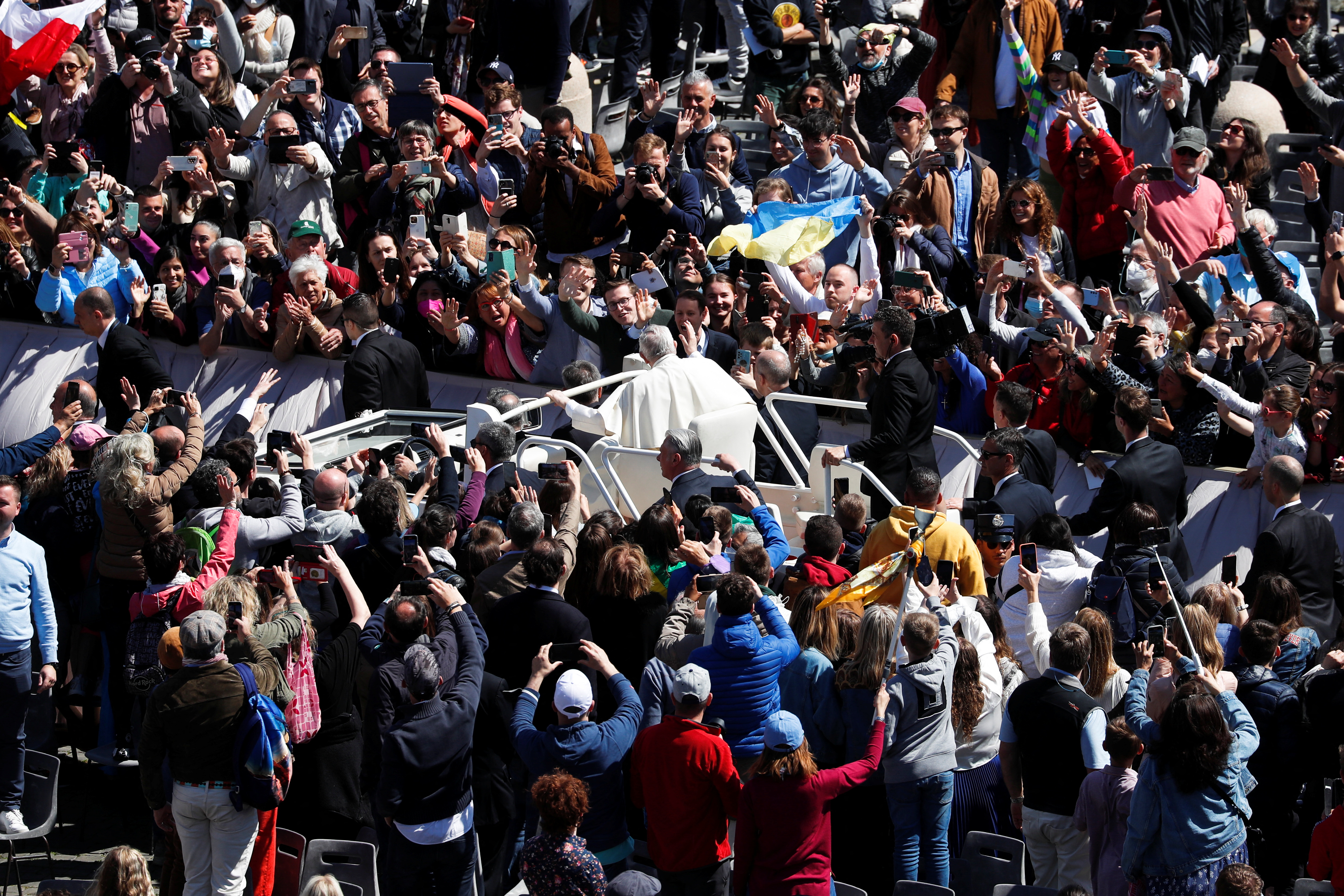 Pope Francis toured Saint Peter's Square in his popemobile