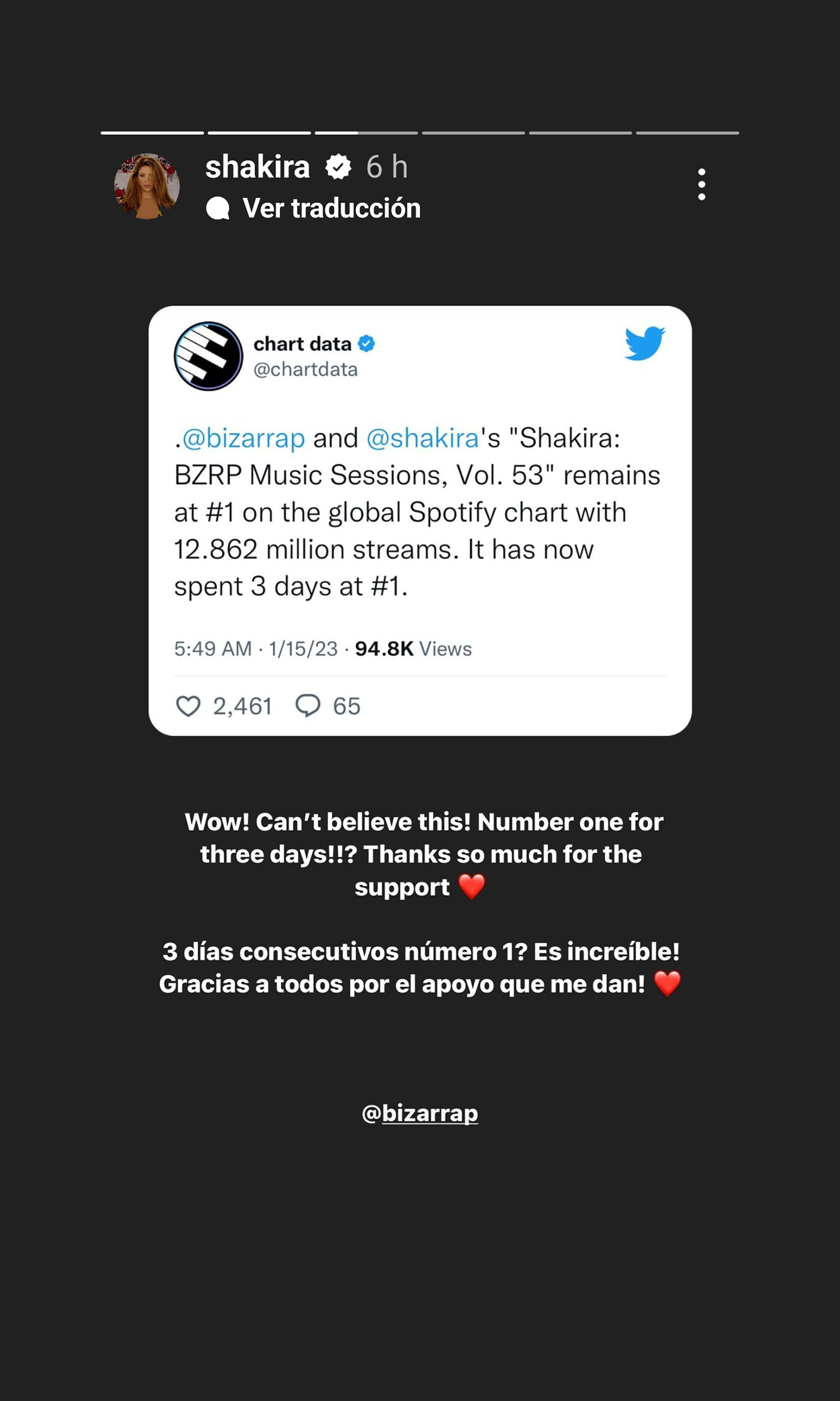 Los datos que compartió Shakira en Instagram