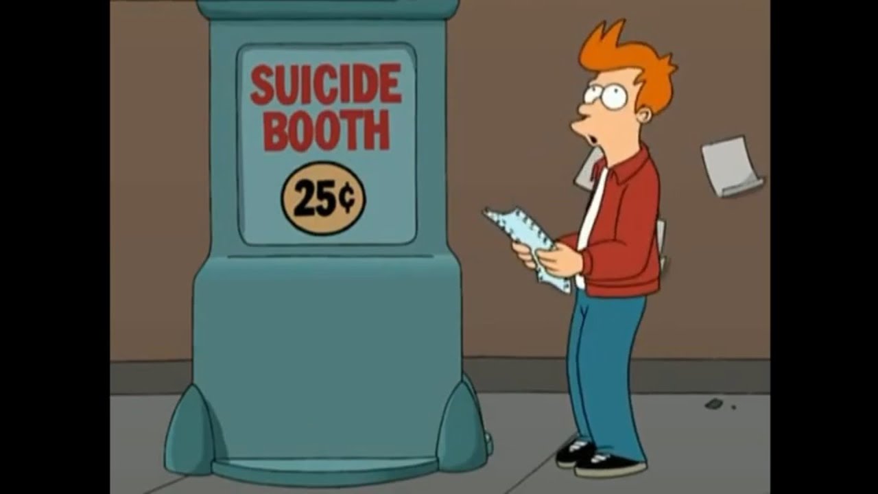 Cabina del suicidio en Futurama. (foto: YouTube)