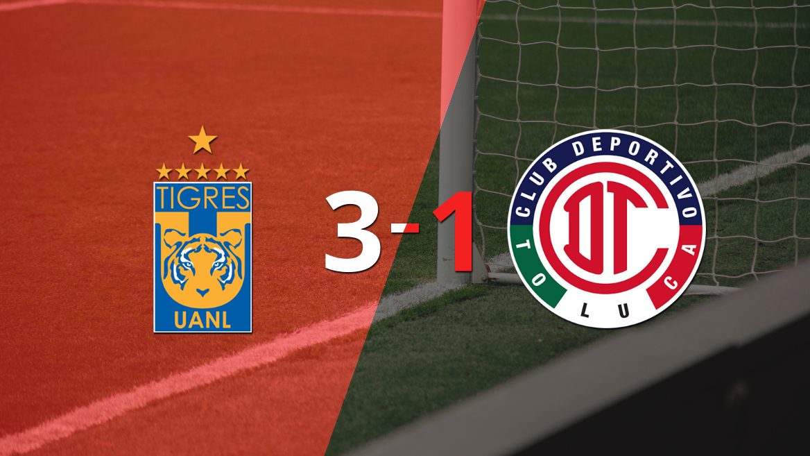 Tigres superó por 3-1 a Toluca FC como local