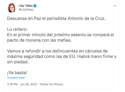 El pronunciamiento de la blanquiazul derivó del asesinato del periodista ambiental, Antonio de la Cruz, en Tamaulipas (Foto: captura de pantalla)