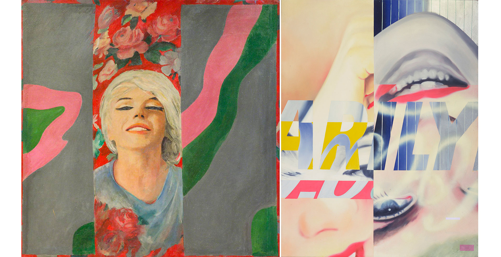 "Colour Her Gone", de Pauline Boty y "Marilyn Monroe, I", de James Rosenquist 