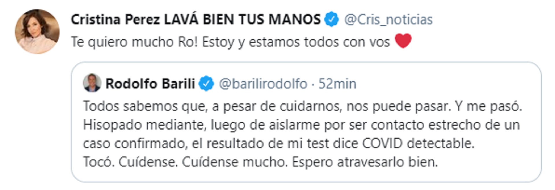 El mensaje de Cristina Pérez