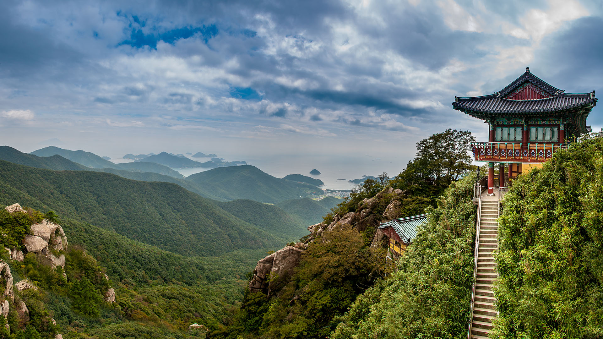 Vista desde una montaña del tempo Boriam, en Corea del Sur