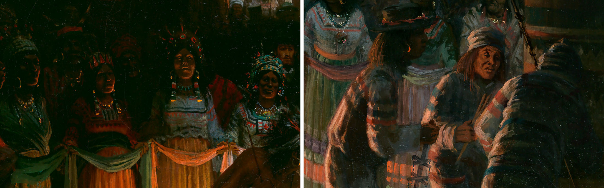 Detalles de "Baile en una casa circular subterránea..." de Jules Tavernier
