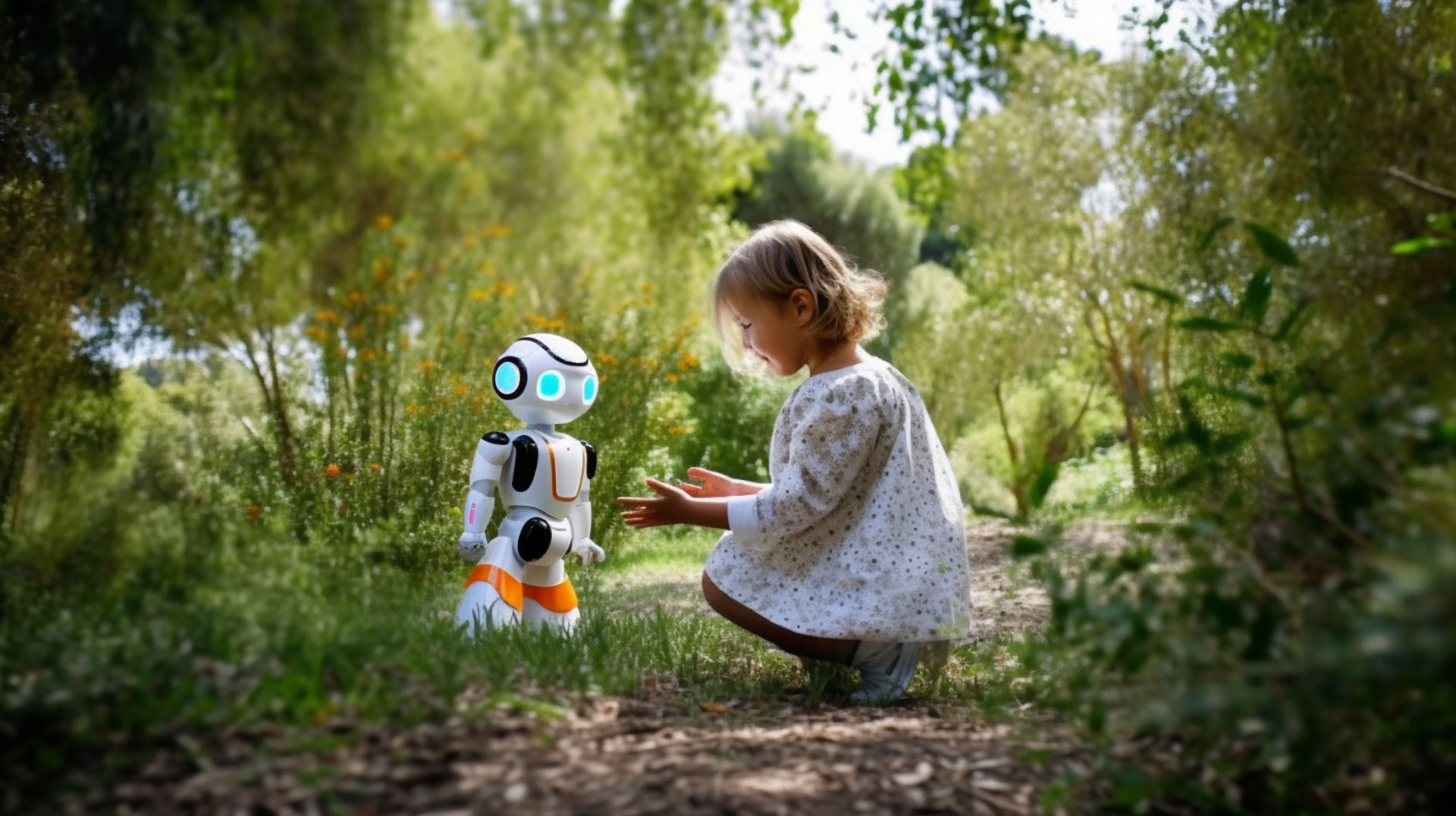 Un futuro cercano: una niña jugando y aprendiendo con su amigo robot (Imagen Ilustrativa)