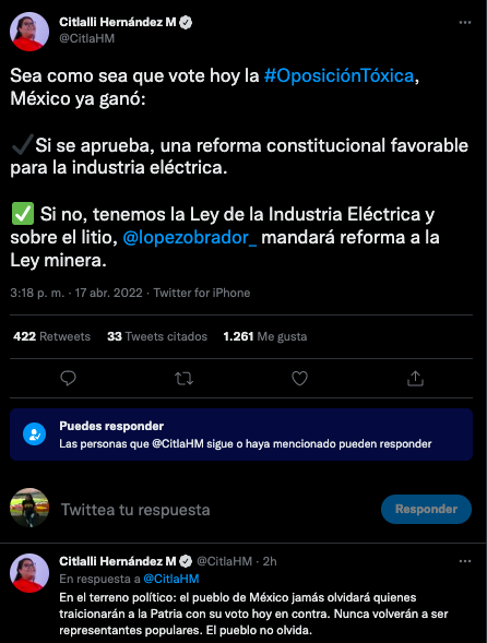 Hernández Mora llamó "oposición tóxica" a la coalición Va por México (Foto: Twitter/@CitlaHM)