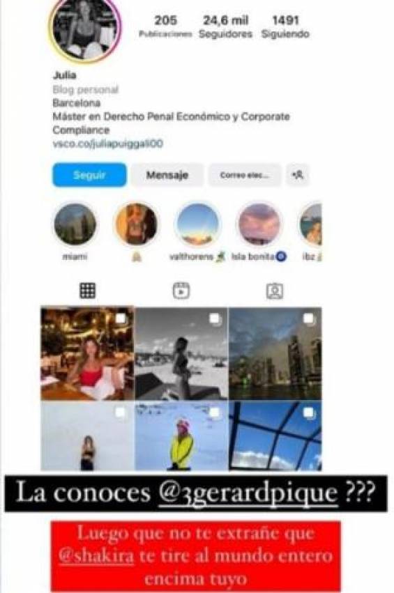 Jordi Martin compartió el perfil de Instagram de la que parece ser una nueva aventura de Gerard Piqué. @jordimartinpaparazzi/Instagram