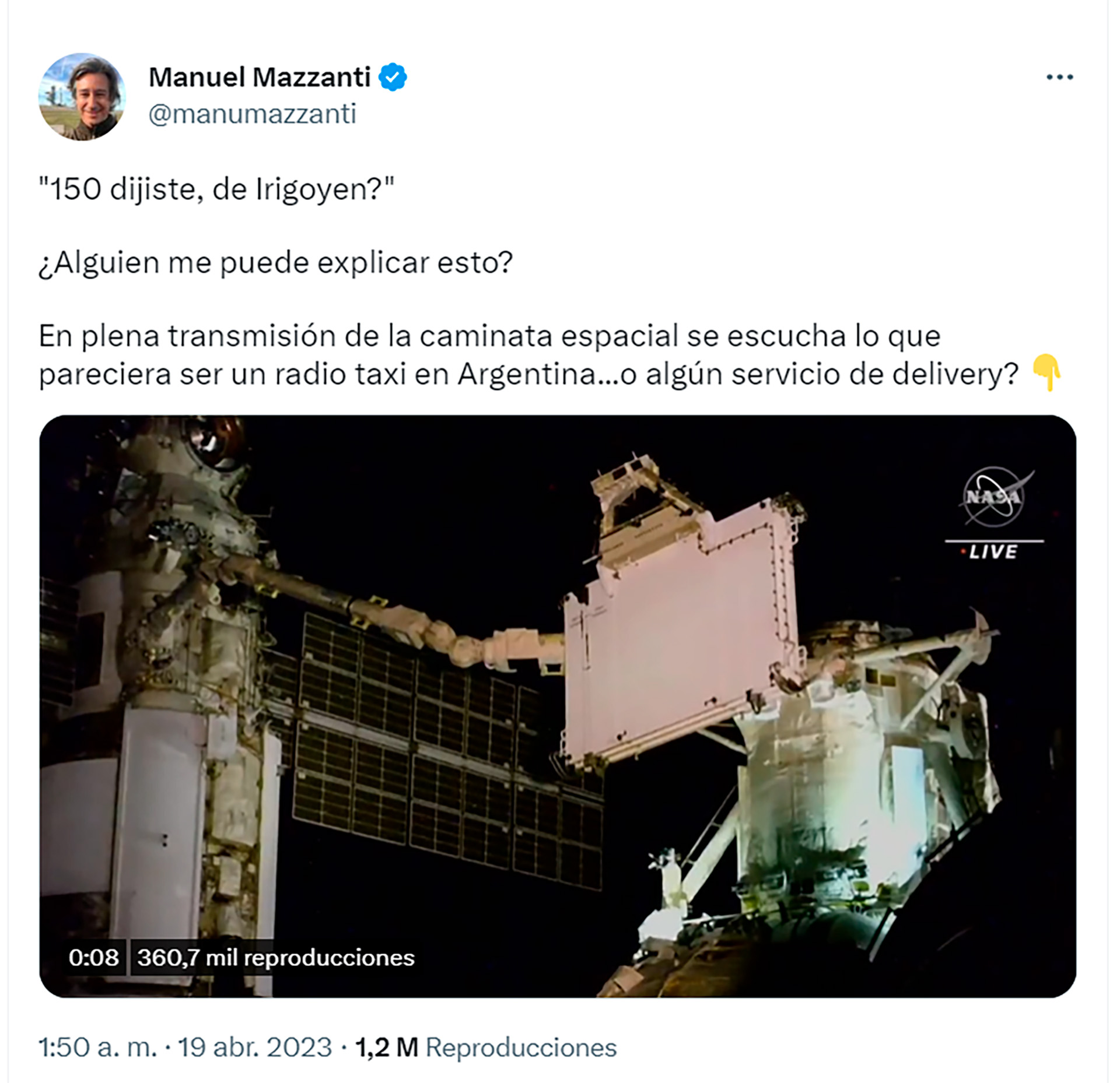 Manuel Mazzanti, un periodista y fotógrafo que cubre el programa espacial desde Cabo Cañaveral, compartió la divertida situación