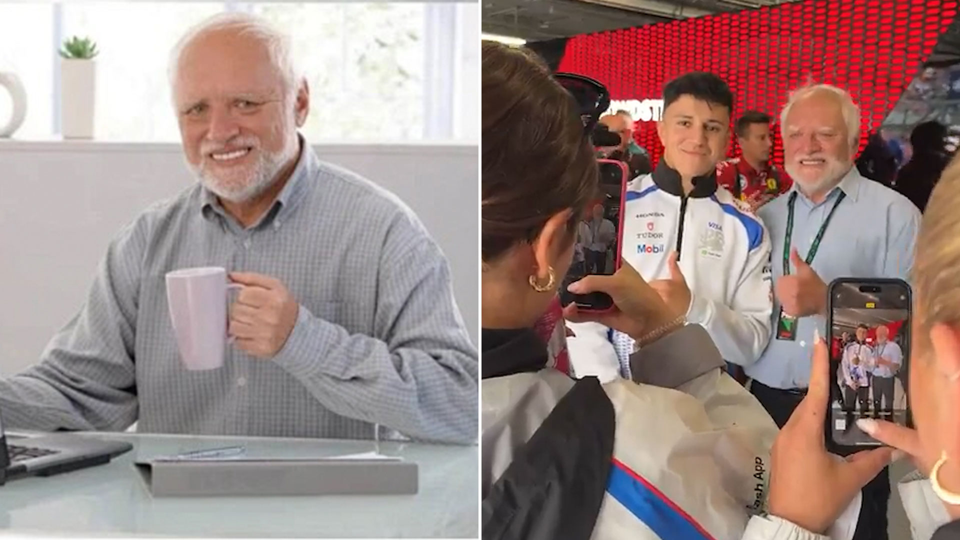 La increíble reacción de los pilotos de la Fórmula 1 al ver al “hombre meme” en el GP de Hungría: “Leyenda viviente”