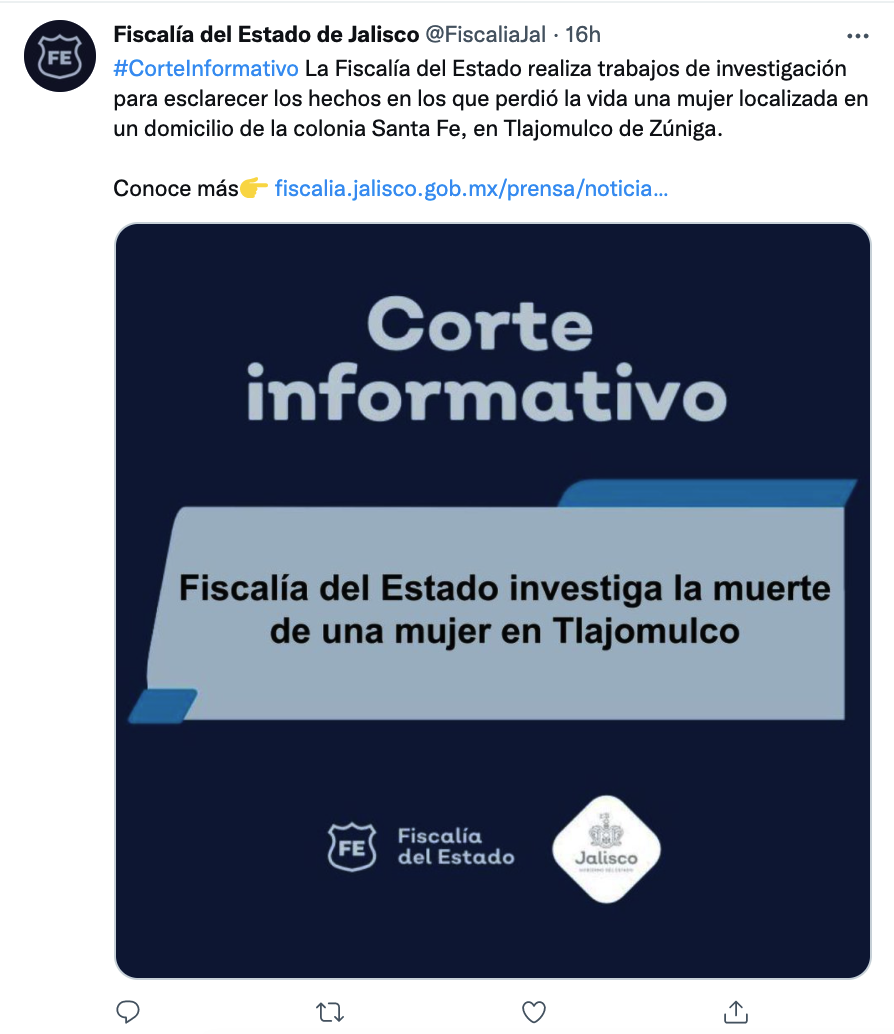 (Foto: Captura de pantalla / @FiscaliaJal)